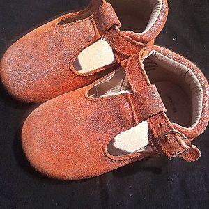 Monkey Feet Sparkly Orange T-straps